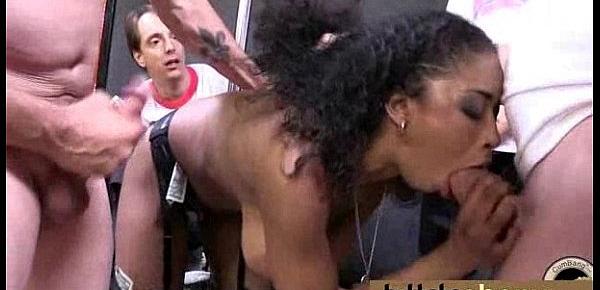  Ebony girl gang banged and covered in cum 15